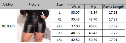 Plus Size Black PU Leather Shorts