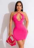 Sexy Cross Halter Tie Back Cut Out Club Dress