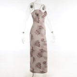 Floral Print Straps Maxi Dress
