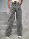 Dark Gray Fashion Jeans Ripped Denim Pants