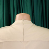 Hot Sale Solid Elegant Short Sleeve Bodycon Midi Dress