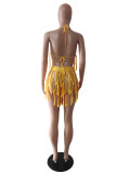 Sexy Crochet Hollow Tassel Cover Up Beach Two-Piece Shorts Set