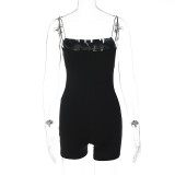 Sports Sexy Solid Slim Low Back Camisole Tight Rompers