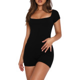 Sports Bodysuit Wide Neck Slim Fit Sexy Workout Rompers