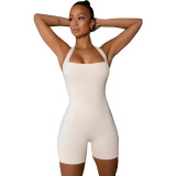 Solid Workout Yoga Tight Halter Sleeveless Rompers