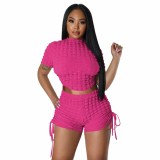 Sexy Fashion Open Back 2-Piece Set Short Sleeve Top and Shorts