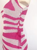 Contrast Knitting Sleeveless Turtleneck Bodycon Dress