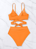 Solid Color Wrap Sexy Two Pieces Bikini Swimwear