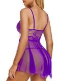 Purple Mesh Straps Sexy Nightdress