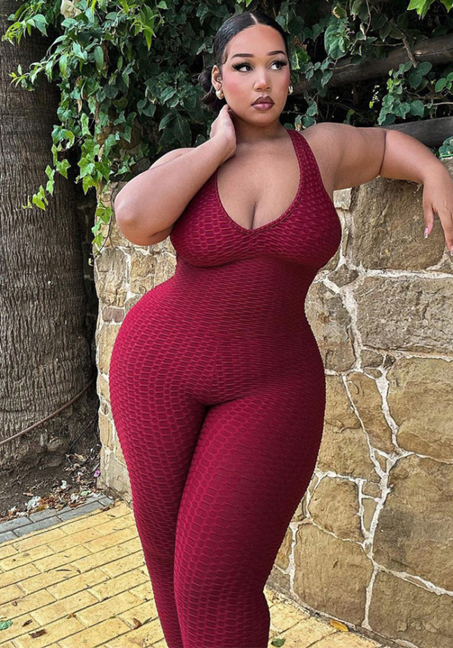 Sports Yoga Sleeveless Low Back Tight Plus Size Jumpsuit