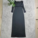 Black Off Shoulder Long Sleeve Slim Fit Maxi Dress