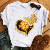 Butterfly Graphic Short Sleeve Round Neck Basic T-Shirt