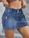 High Waist Pocket Sexy Bodycon Denim Skirt