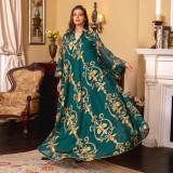 Arabian Dubai Embroidered Mesh Maxi Dress Party Dress