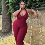 Sports Yoga Sleeveless Low Back Tight Plus Size Jumpsuit