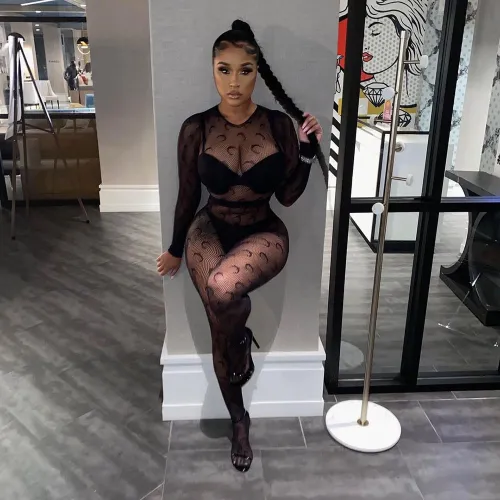 See Through Sexy Jacquard Mesh Top & Pantyhose 2PCS Set