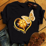 Butterfly Graphic Short Sleeve Round Neck Basic T-Shirt
