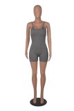Solid Tight Fit Ribbed Cami Sports Yoga Rompers