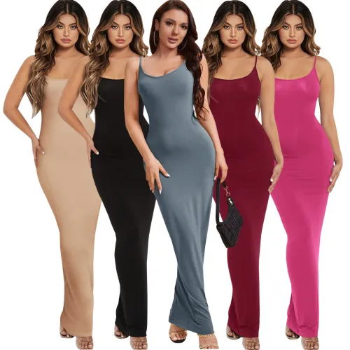 Sexy Solid Camisole Maxi Dress