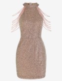 Sexy Halter Sequin Tassel Party Mini Dress