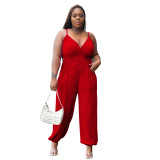 Camisole V-Neck Casual Plus Size Casual Jumpsuit