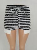 Casual Drawstring Contrast Striped Shorts