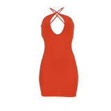 Sexy Cross Halter Tie Back Cut Out Club Dress