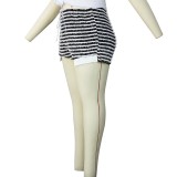Striped Drawstring High Waist Fashion Plus Size Shorts