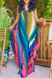 Print Sleeveless V Neck Cami Maxi Dress