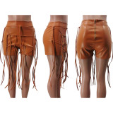 Women Fashion PU Leather Casual Shorts
