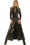 Patent PU Leather Black Long Coat Unisex Night Singer Costume