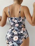 Vintage Floral Sexy Ruffle One-Piece Swimsuit
