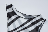 Zebra Print Sexy Mesh See-Through Cutout Sleeveless Bodycon Maxi Dress