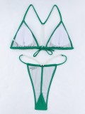 Sexy Bikini Set Pearl Chain Solid Two Piece Swimsuit