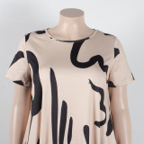 Sexy Print Short Sleeve Plus Size Casual Loose Dresses