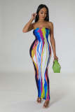 Summer Print Strapless Slim Fit Maxi Dress