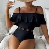Off Shoulder Ruffles Straps Sexy One Piece Swimsuit