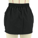 Casual Pocket Solid Cargo Mini Skirt