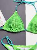 Green Bikini Contrast Straps Two Pieces Triangle Swimwear