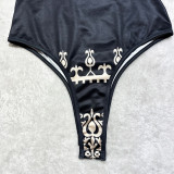 Printed Sleeveless Bodysuit + Wide-leg Pants Two-Piece Set