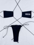 Sexy Solid Lace Up Bikini Set Batching Suit