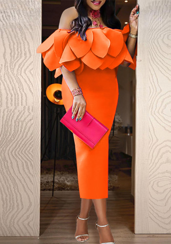 Orange Off Shoulder Party Dresses