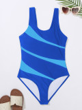 Two Tone Contrast One Piece Swimsuit for women