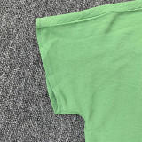 Solid Short Sleeve Slit Shirt Top and Shorts 2PCS Set