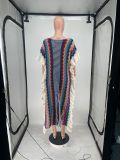 Knitting Slit Striped Irregular Long Sweater Dress