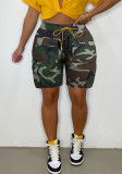 Womens Camo Pockets Cargo Denim Shorts