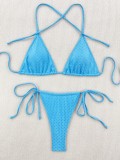 Triangle Tie Sides Bikini Set Drawstring Swimsuit