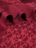 Wine Red Slash Shoulder Sleeveless Lace Patchwork Irregular Evening Dresses