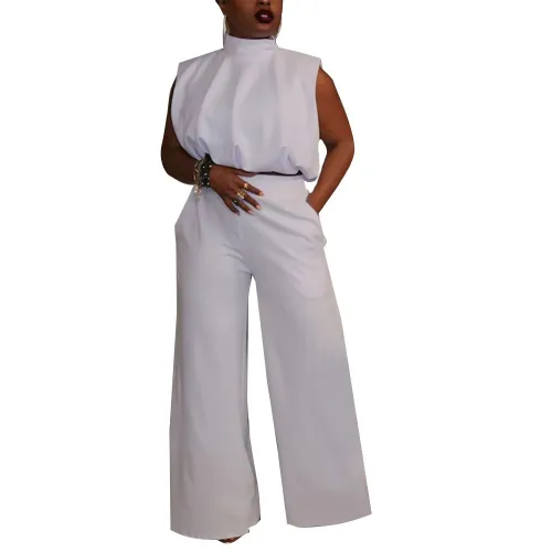 Casual 2-Piece Set Button Back Top Loose Bell Bottom Pants