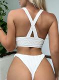 Sexy Solid Cross Back Two Pieces Bikini Swimsuit
